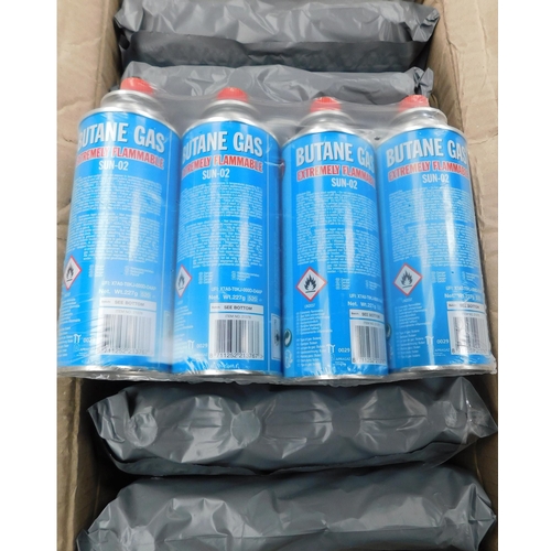 529 - Full box of Butane gas cans - 7x packs of four - 227 gead