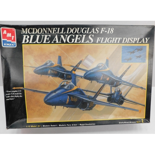 533 - AMT-Ertl new and boxed four complete 1:72 F-18 McDonnell Douglas blue angels flight display