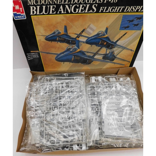 533 - AMT-Ertl new and boxed four complete 1:72 F-18 McDonnell Douglas blue angels flight display