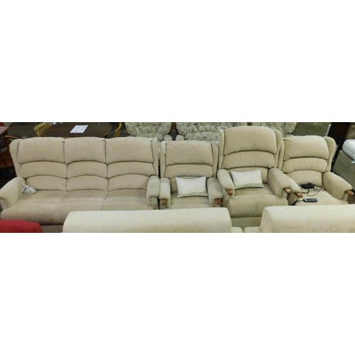 646 - HSL Two armchairs, electric rise and recline armchair and two seater sofa