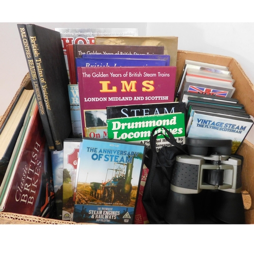 72 - Steam train reference books - DVDs & binoculars