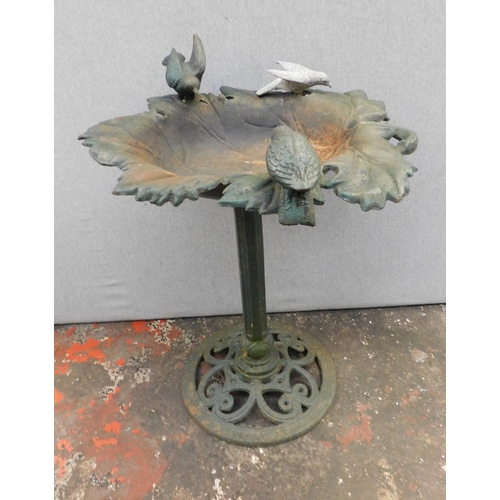 795 - Cast bird bath with three birds on top