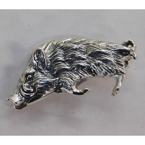 112 - Silver - wild boar brooch