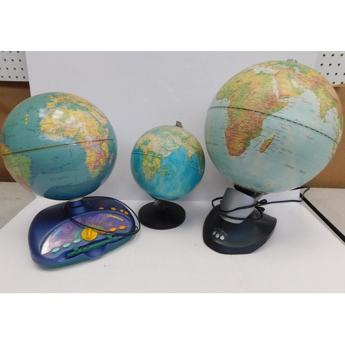 43 - Three - terrestrial desk globes...