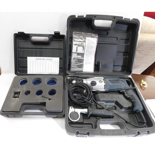 505 - Wickes 150W hammer drill and cutting blade set...