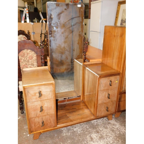 632 - Vintage six drawer dressing mirror unit