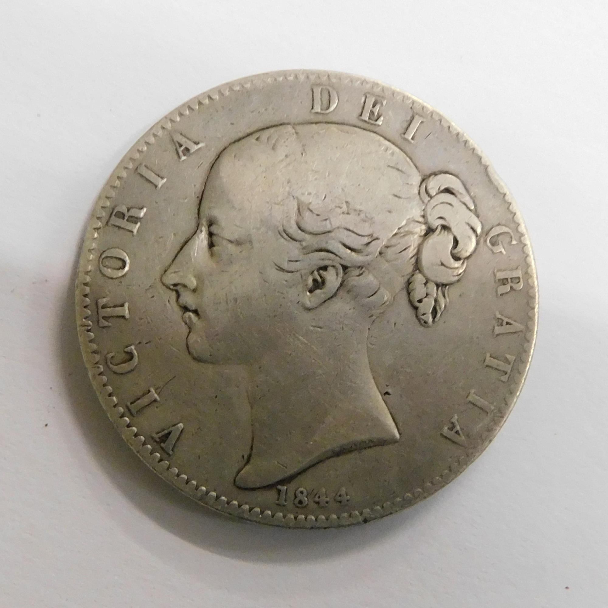 1844 dated/antique Victorian - silver Crown coin