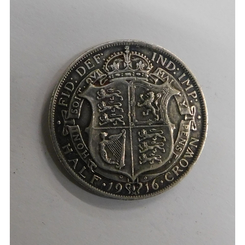 115 - Antique/1916 dated - silver Half Crown coin