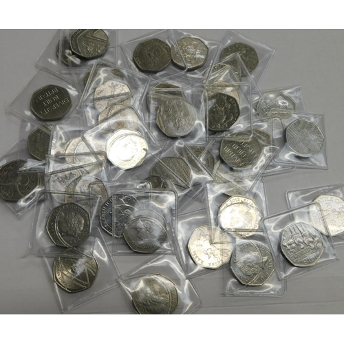 119 - Fifty Pence coins - mixed types