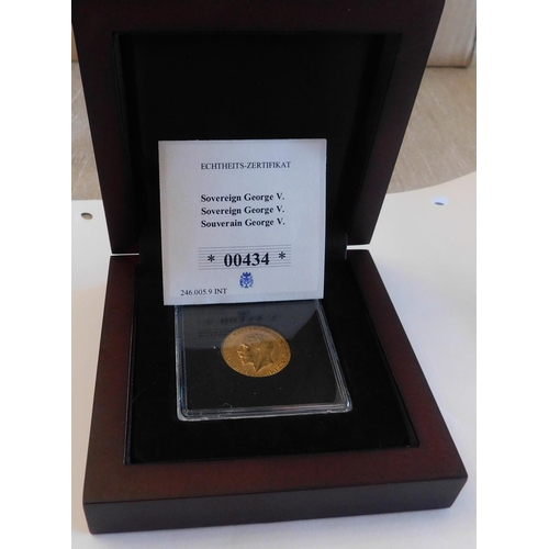 121 - George V/1931 dated - 22ct gold/full Sovereign coin boxed and with paperwork. BUYER COMMISSION 10%