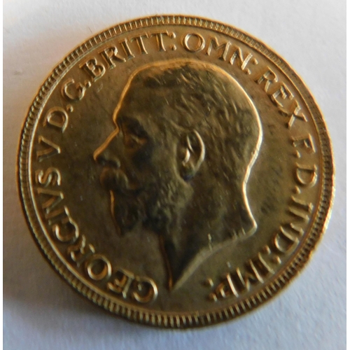 121 - George V/1931 dated - 22ct gold/full Sovereign coin boxed and with paperwork. BUYER COMMISSION 10%