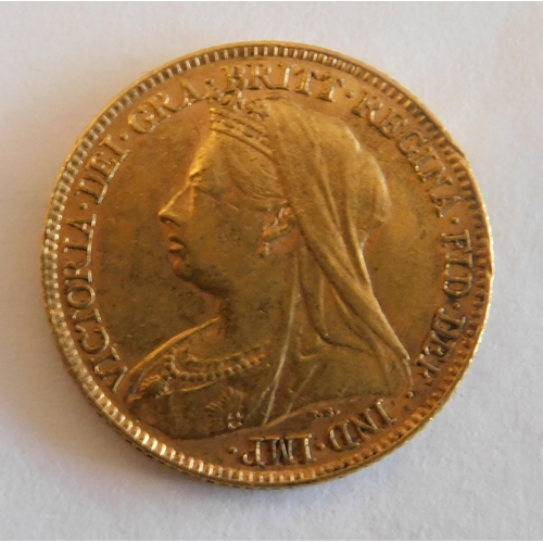 125 - Antique Victorian/1896 dated - 22ct gold/half Sovereign coin with paperwork