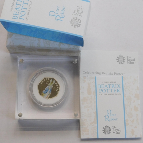 126 - Royal Mint/silver proof - Beatrix Potter/Peter Rabbit 50p coin