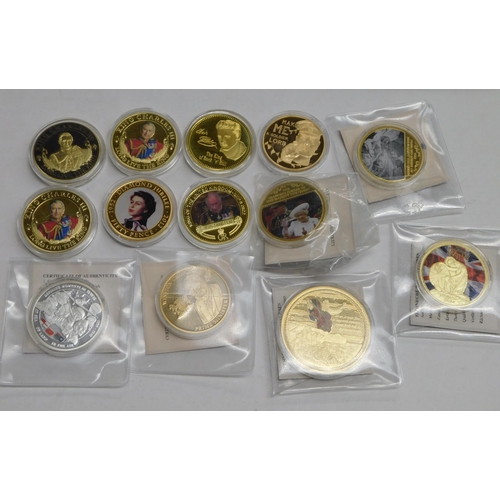 139 - Commemorative/gold plated coins - crown size/capsules