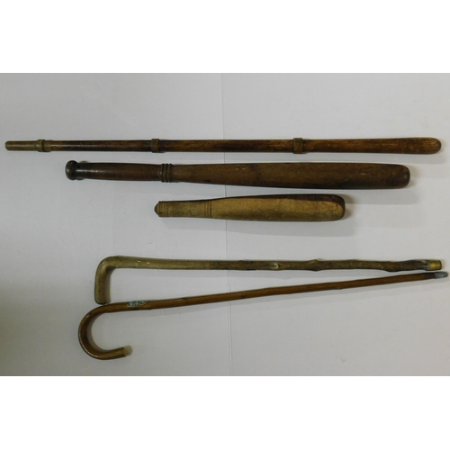 310 - Antique & vintage/solid wood - truncheons/cosh/beaters & sticks - including blackthorn/oak & mahogan... 