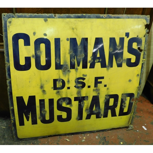 621A - Large vintage enamel Colemans D.S.F Mustard sign. Approx 36