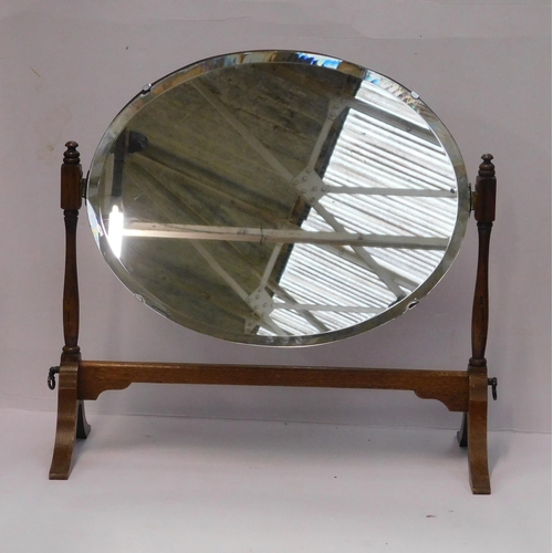 642 - Vintage oval oak dressing table mirror