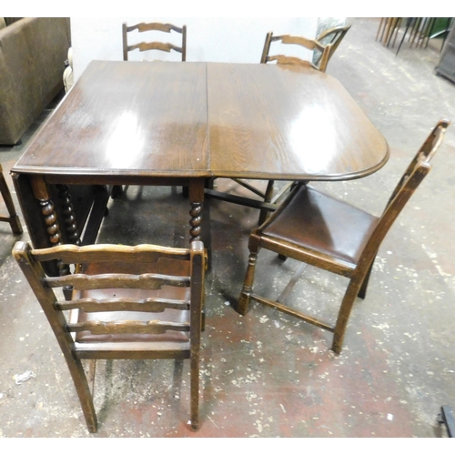 650A - Oak drop leaf table and four chairs