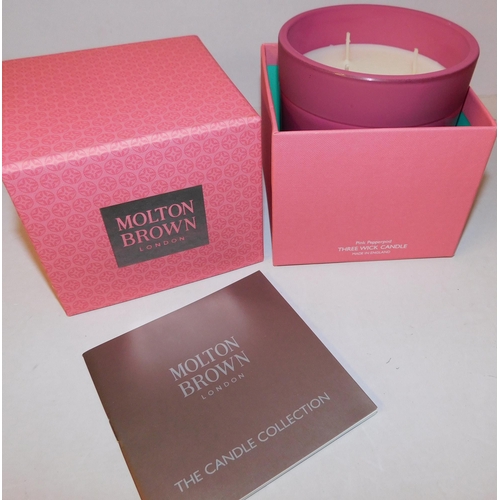 657 - Large 'Molton Brown' three wick candle - 480 gram - Pink Pepper Pod