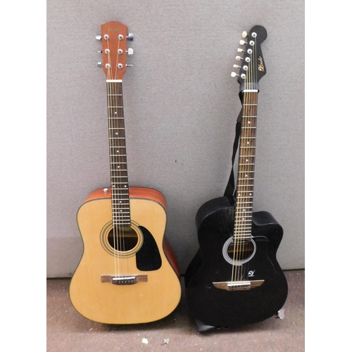 664 - Two acoustic guitars (Fender and Lindo)