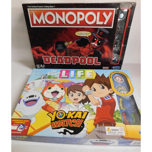 671 - Monopoly/Deadpool - & Yo Kai watch/Game of life - boxed/complete