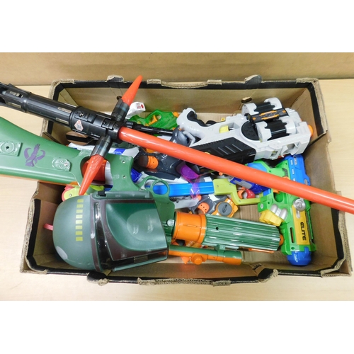 694 - Toy & dart firing guns - including Nerf/Lightsaber & Mandalorian mask & gun