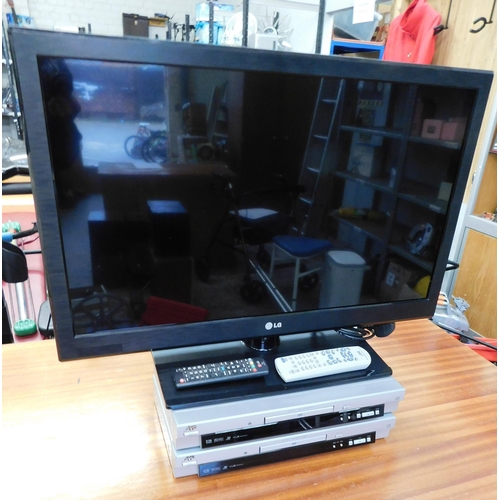 709 - Two JVC DVD players and LG 32