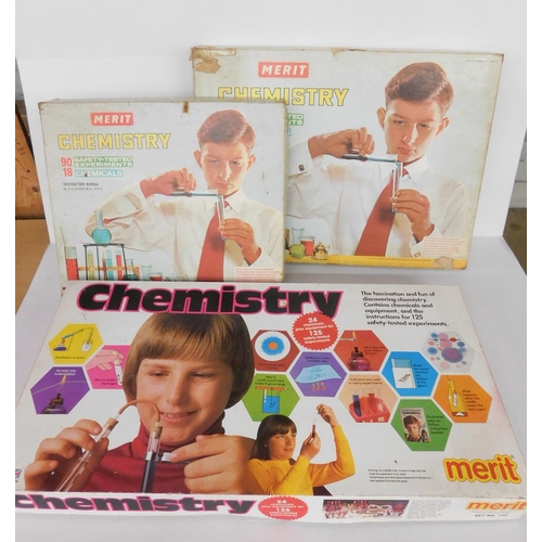 712 - Three boxed vintage chemistry sets