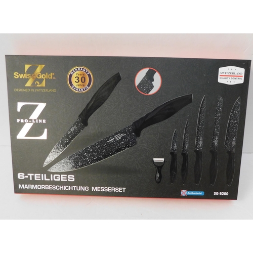 726 - Swiss gold 'Pro-line 2' 6 piece professional knife set