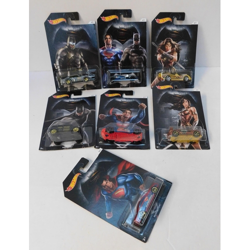 729 - Seven carded Batman/ Superman diecast Hotwheels