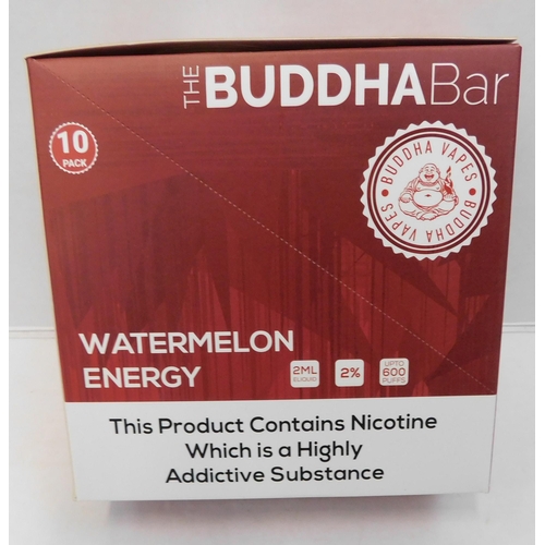 732A - Box of 10 Buddha Bar vapes - 600x puff vapes - Watermelon Energy