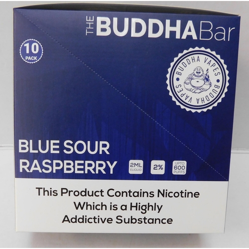 741 - Box of 10 Buddha Bar vapes - 600x puff vapes - Blue Sour Raspberry