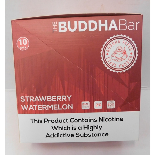 753 - Box of 10 Buddha Bar vapes - 600x puff vapes - Strawberry Watermelon