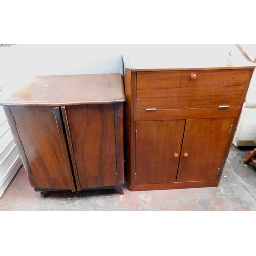 768 - Vintage cabinet with lift top and vintage cabinet on castors