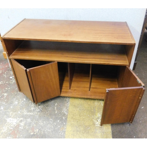 775 - Mid-century media unit with folding doors and LP storage area