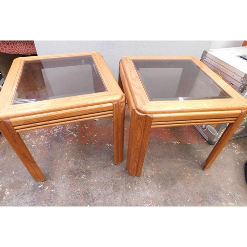 783 - Two glass topped side tables