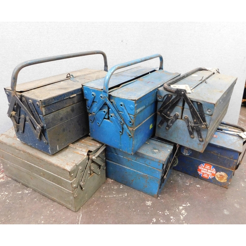 817 - Six Cantilever metal tool boxes