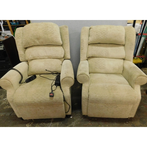 821 - Rise and recline electric armchair in working order and matching armchair