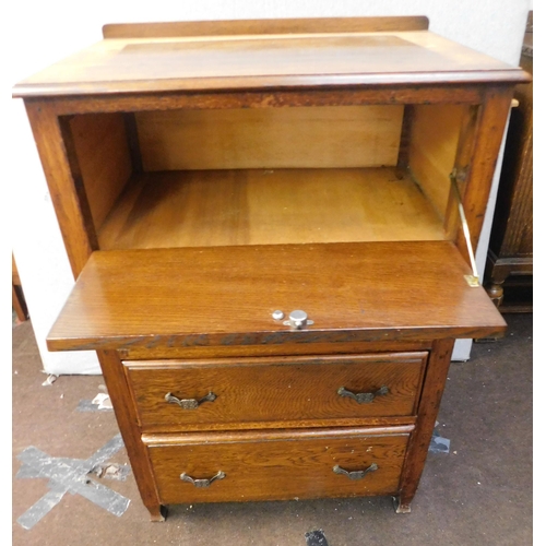 458 - Mid Century oak three drawer writing bureau