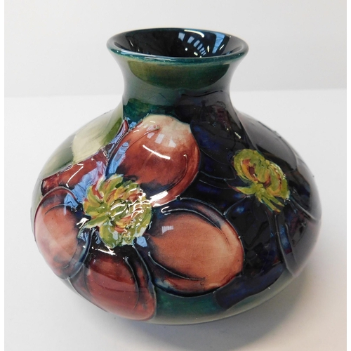 269 - Moorcroft - Clematis on Green/squat vase - no damage