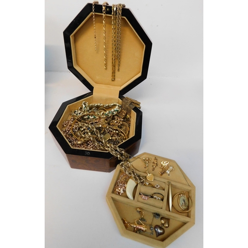 270 - Jewellery box - & gold tone jewellery