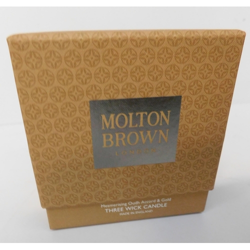 534 - New and boxed Molton Brown 3 wick candle - Mesmerising Oudh Accord and Gold