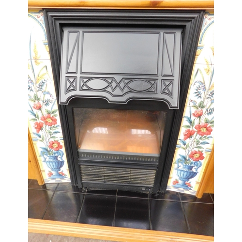 544 - Fire place pine surround and electric fire W/O approx. 46