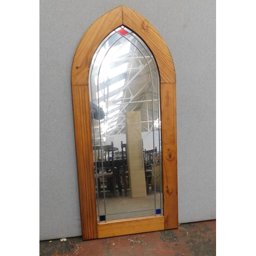 546 - Leaded mirror with pine surround approx. 55