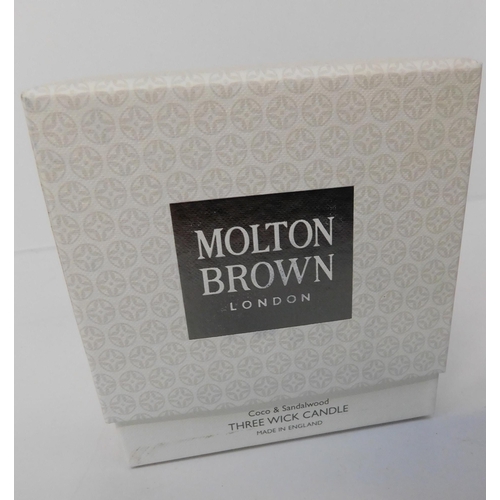 582A - New and boxed Molton Brown 3 wick candle - Coco and Sandal Wood