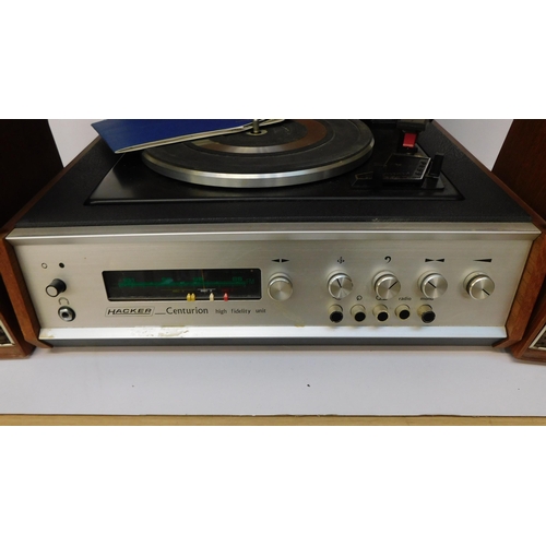 665 - Hacker Centurion turntable and tuner with speakers in working order