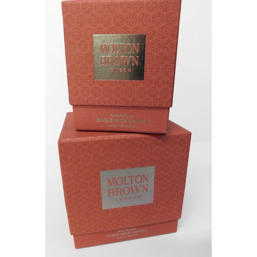 772A - New and boxed Molton Brown 3 wick and single wick candles - Rosa Absolute