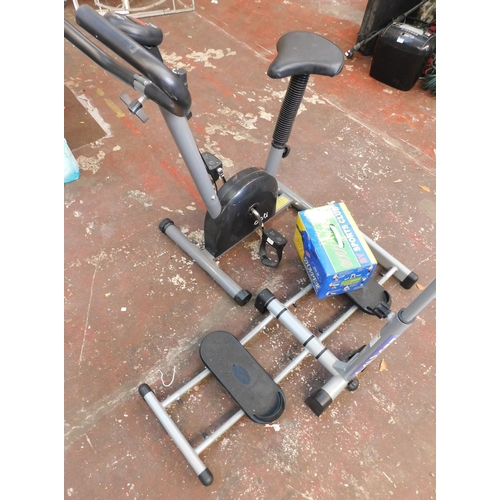 798 - Three pieces of sports/exercise equipment including Body shaper and exercise bike