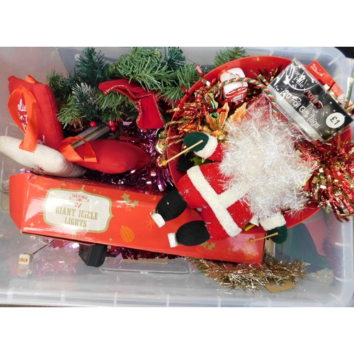 804 - Selection of Christmas decorations incl. artificial tree, lights, tinsel etc.