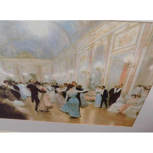 10 - Large/framed ballroom print - signed approx. 46